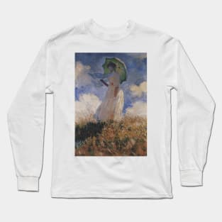 Woman with an Umbrella by Claude Monet Long Sleeve T-Shirt